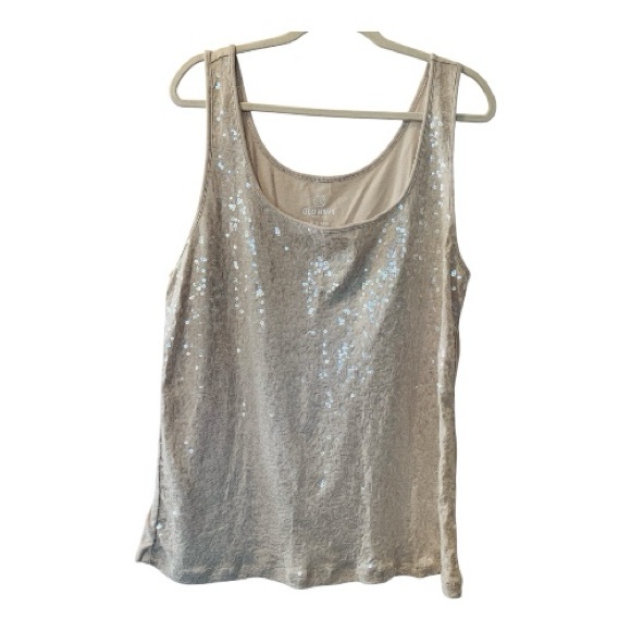 Old Navy Tops - OLD NAVY Women’s Tan Shimmering Sequin Tank Top XXL